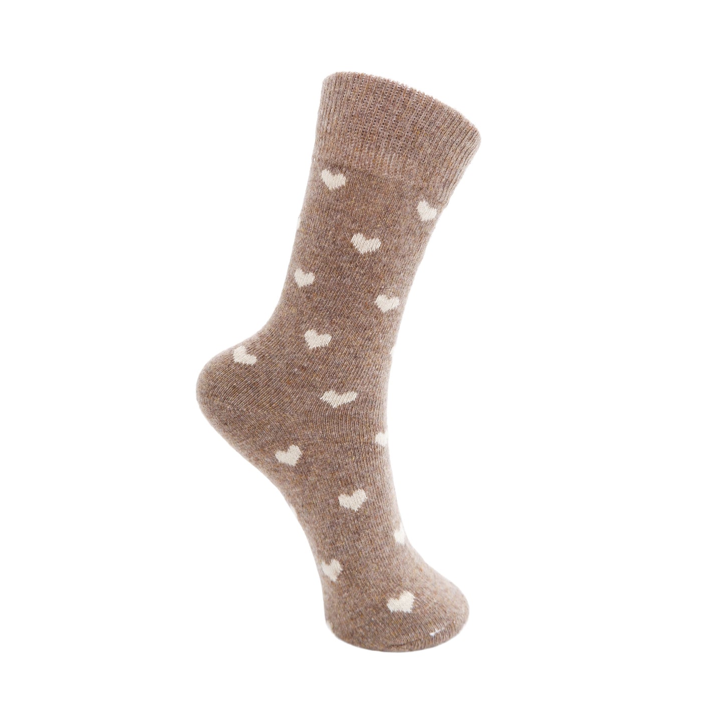 BC Cai Heart Wool Socks - Latte