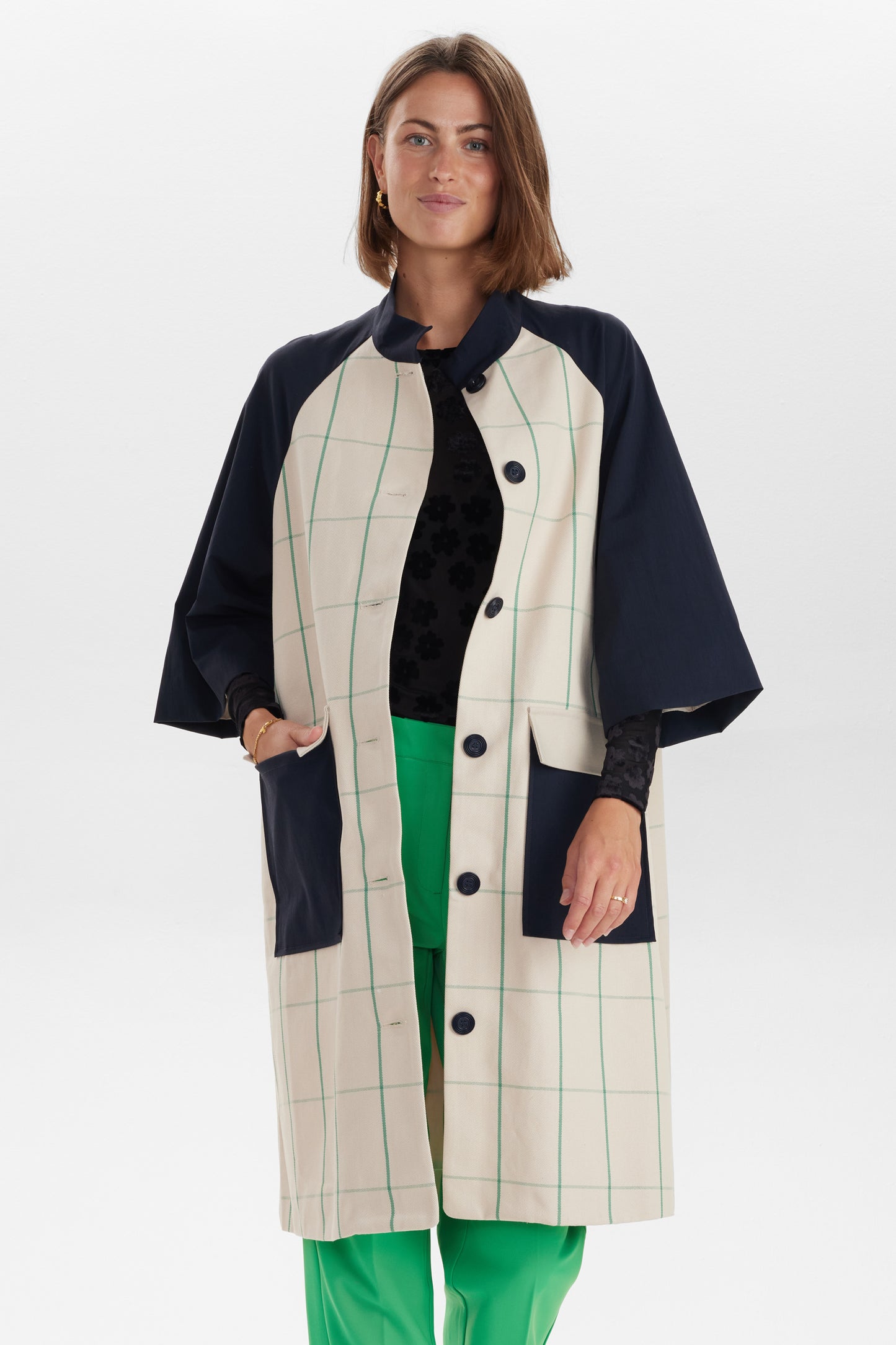 Numph Ellamarie Coat - Navy/beige