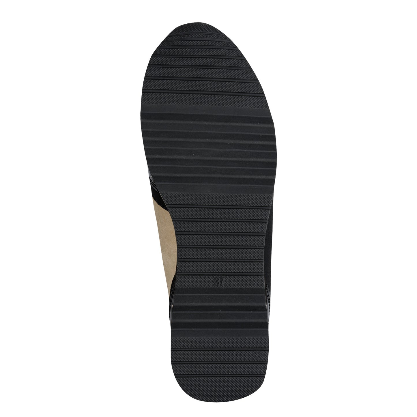 MT Beige & Black Patent Trainers - Black Comb