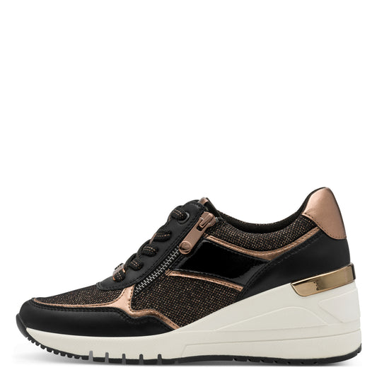 MT Wedge Lace Trainers - Black/Copper