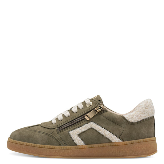 MT Khaki Fluffy Edge Trainers - Taupe Comb