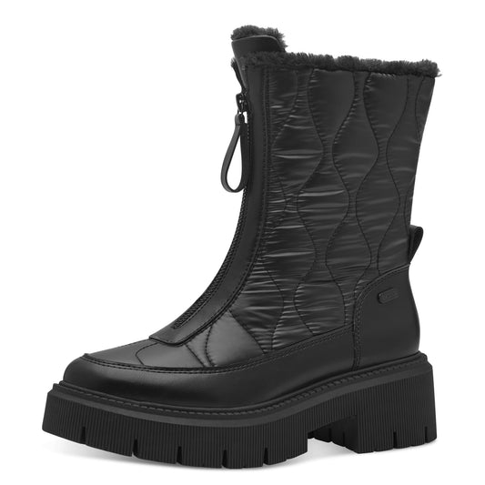 MT Front Zip Quilted Boots - Black