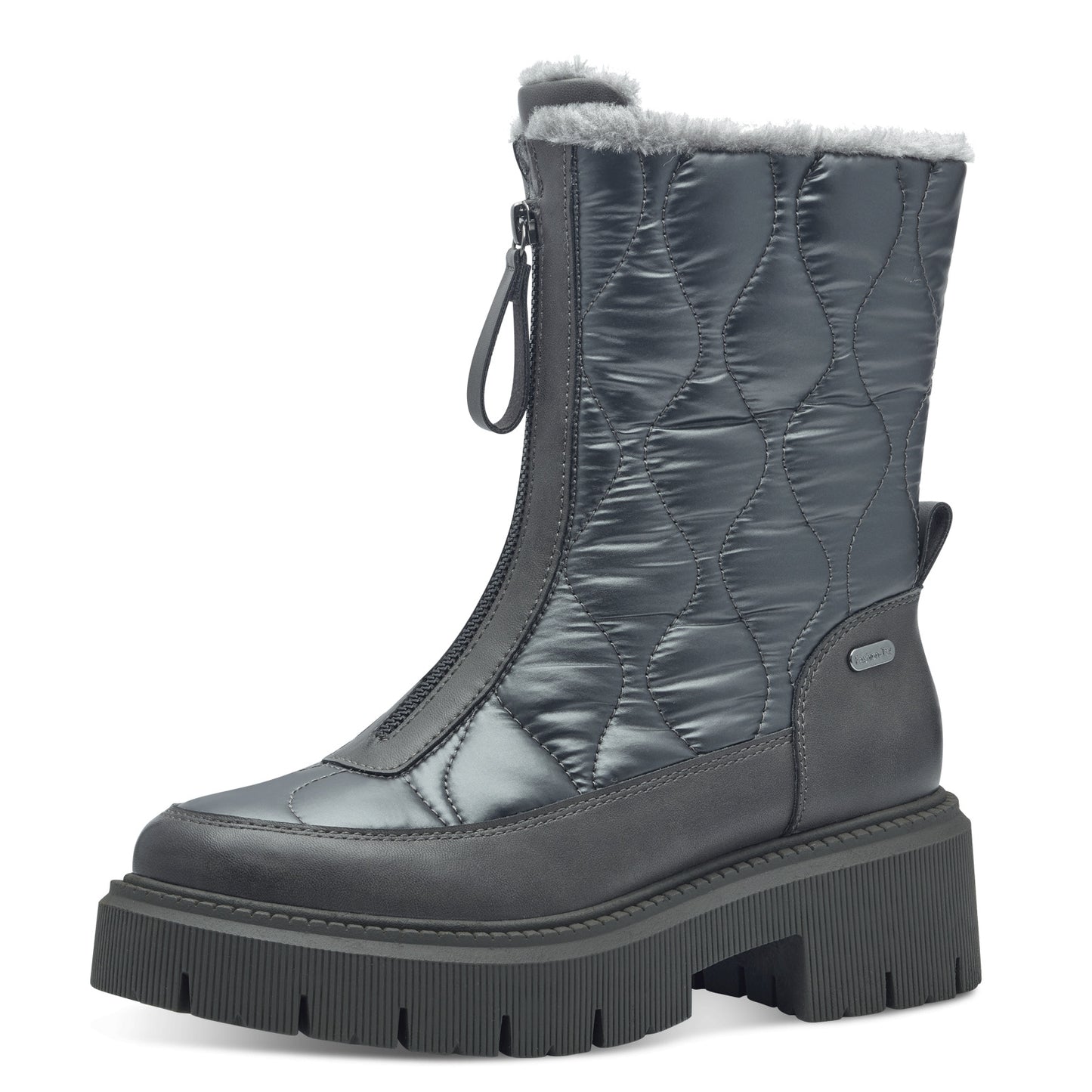 MT Front Zip Quilted Boots - Pewter