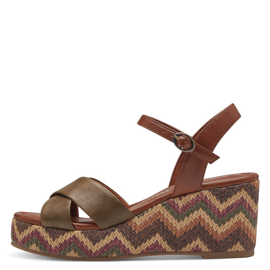 MT printed sole wedge - khaki