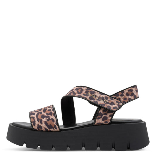 MT Animal Print Velcro Strap Sandals - Leopard Brown