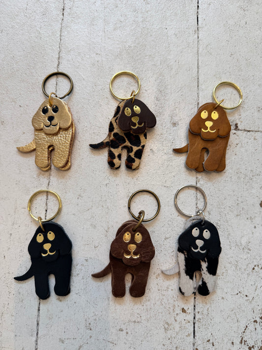 Leather dog keyring