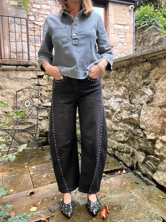Barrel denim - washed black