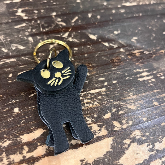 Leather cat keyring