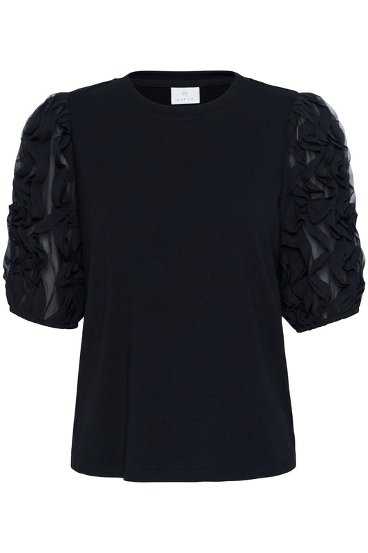 Kaffe Linda Frill Tee - black