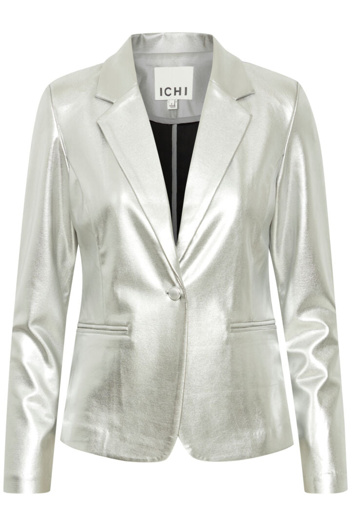 ICHI Kate Metallic Blazer - Silver