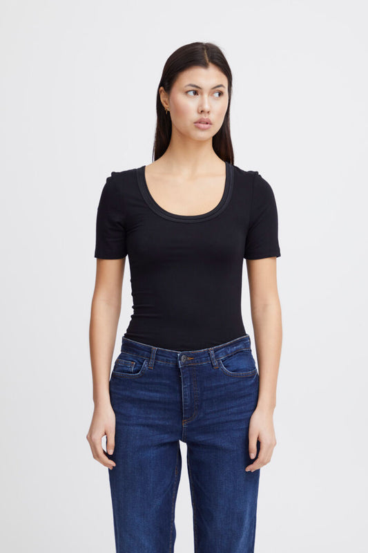 ICHI Zola Short Sleeve Top - Black