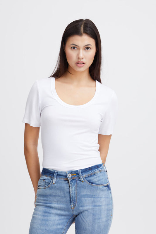 ICHI Zola Short Sleeve Top - White