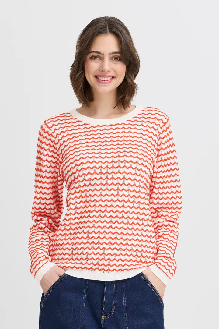 Fransa Luma Long Sleeve Pullover - Red