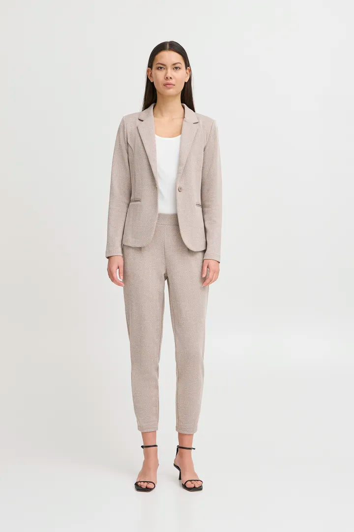 ICHI Kate Jacquard Blazer - Fungi / Almond Milk