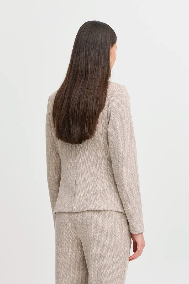 ICHI Kate Jacquard Blazer - Fungi / Almond Milk