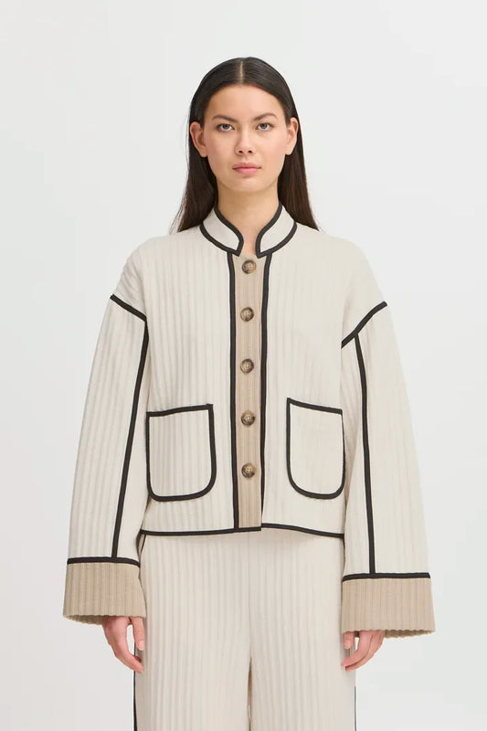 ICHI Kate Quilted Jacket - Almond Milk