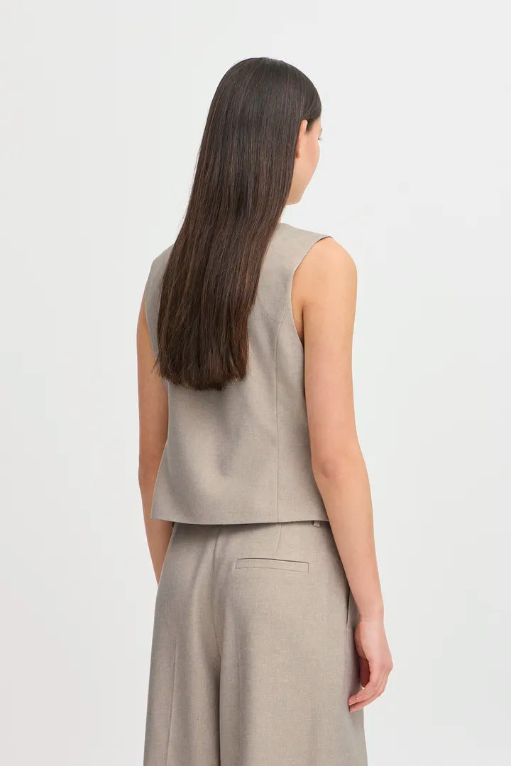 ICHI Zimmie Waistcoat - String Melange