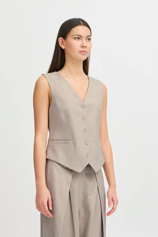 ICHI Zimmie Waistcoat - String Melange