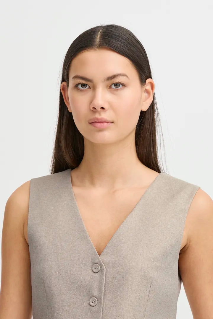 ICHI Zimmie Waistcoat - String Melange