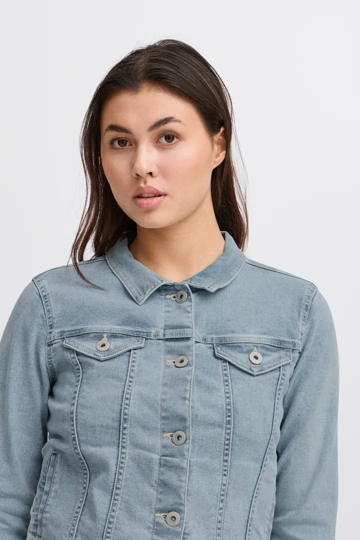 ICHI Billy Denim Jacket - Light Blue Washed