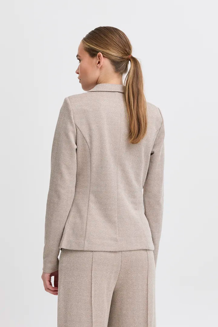 ICHI Kate Jacquard Blazer - Fungi / Almond Milk