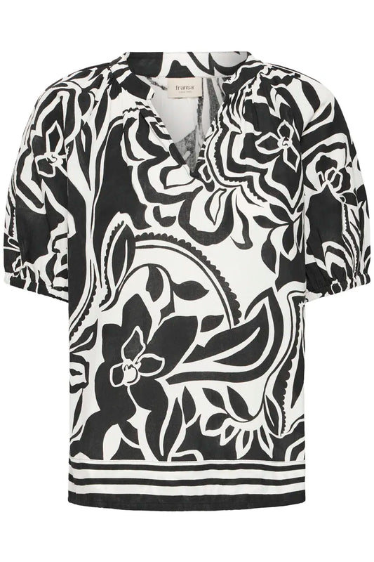 Fransa Cora Blouse - Black Art