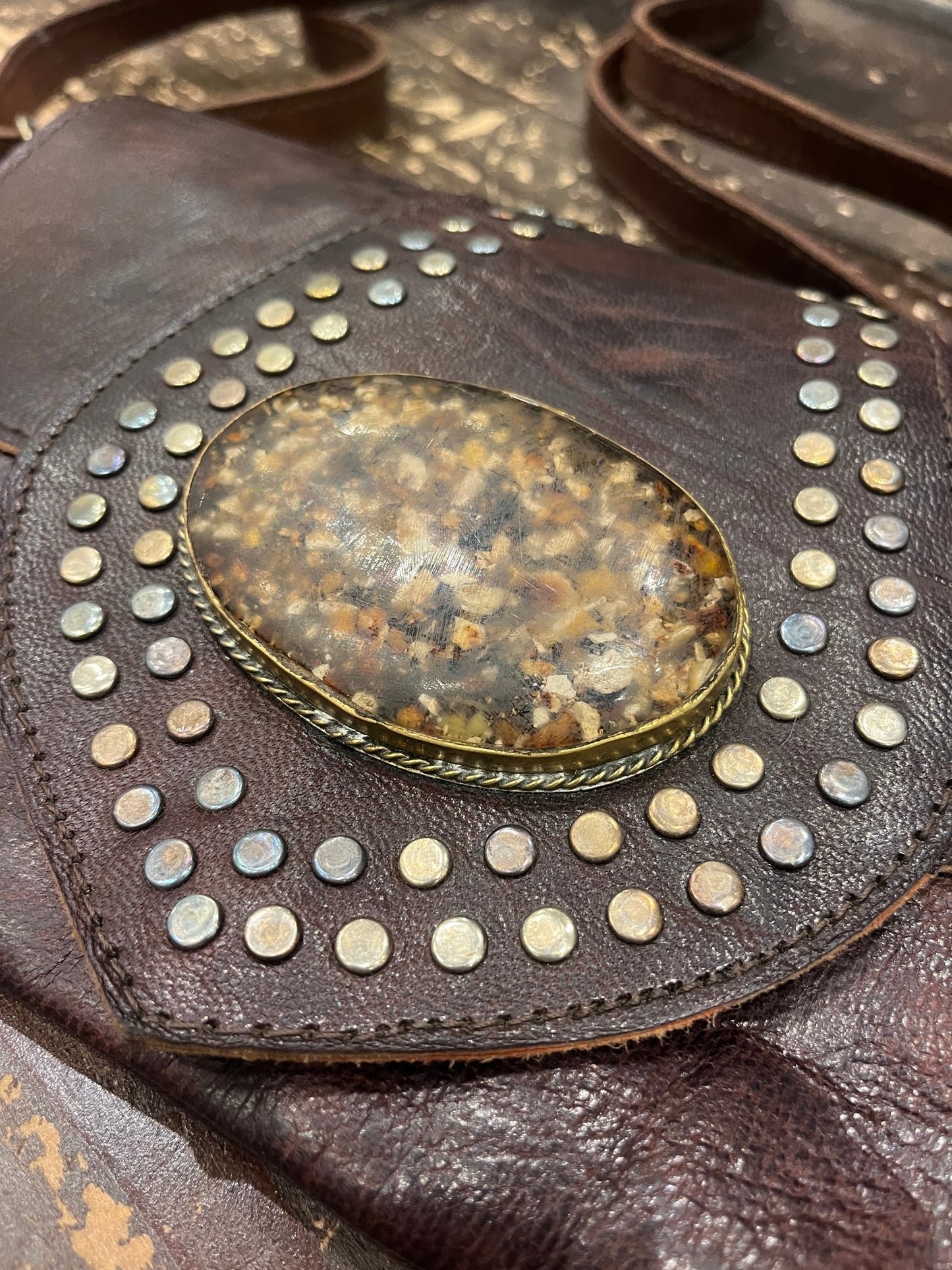 Maroc Leather Bag - dark brown/stone