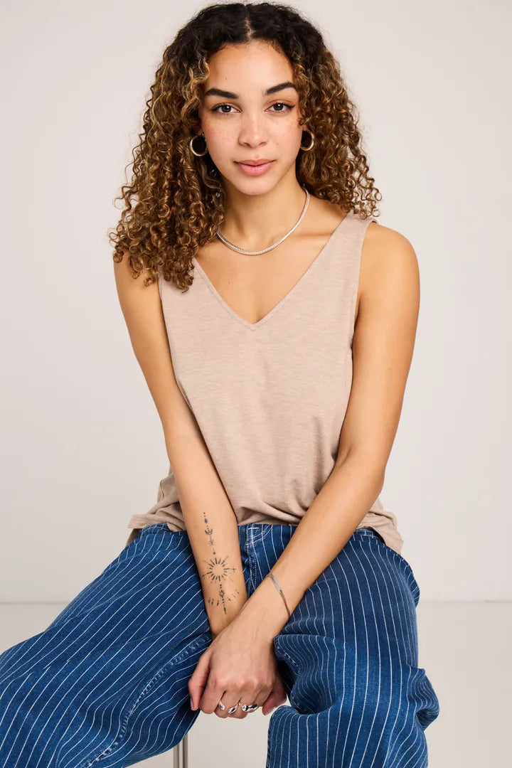 ICHI Rebel Vest Top - Simply Taupe