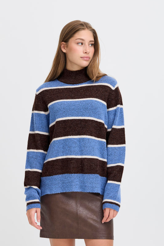 ICHI Edeen Pullover - blue/brown
