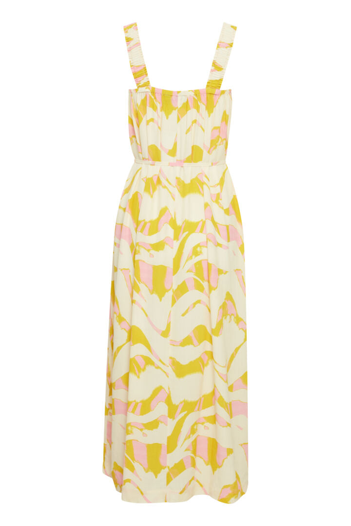 Fransa Wave Midi Dress - yellow