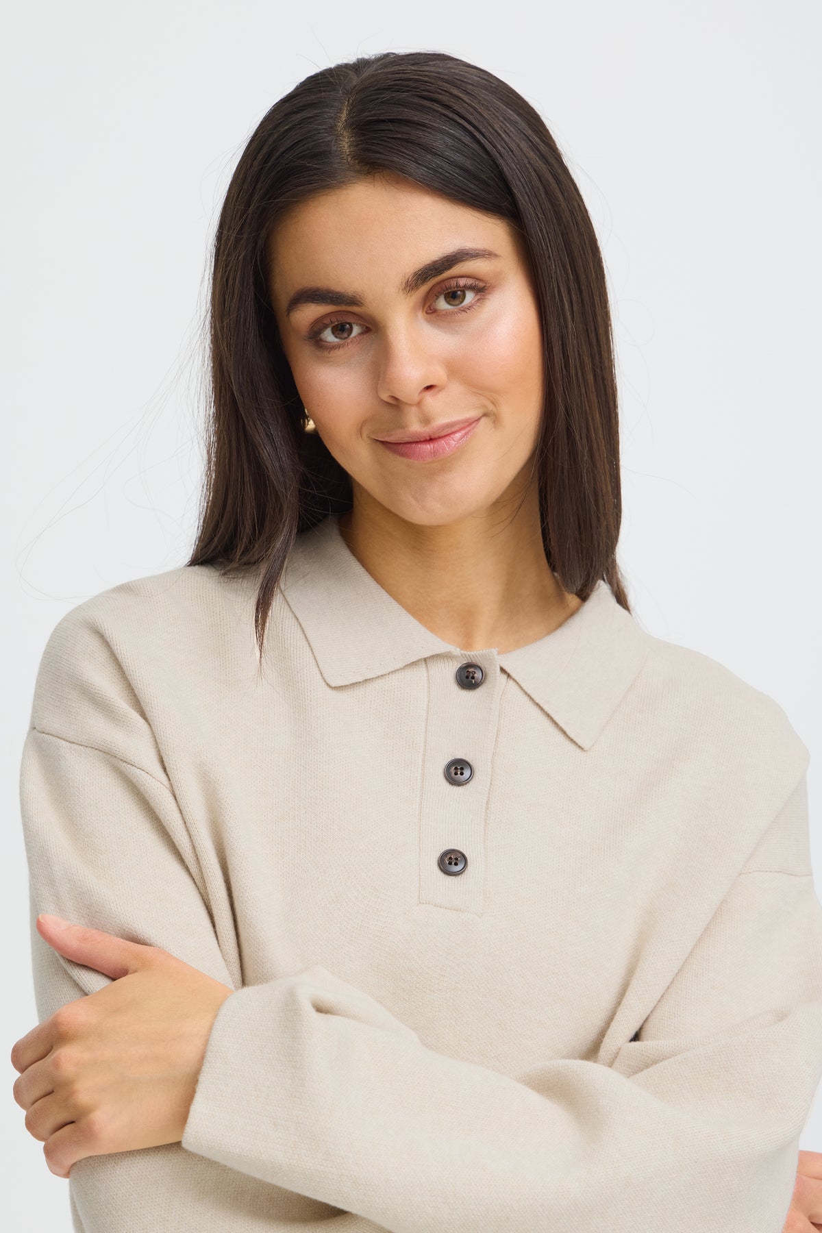 Fransa Violeta Pullover - oatmeal