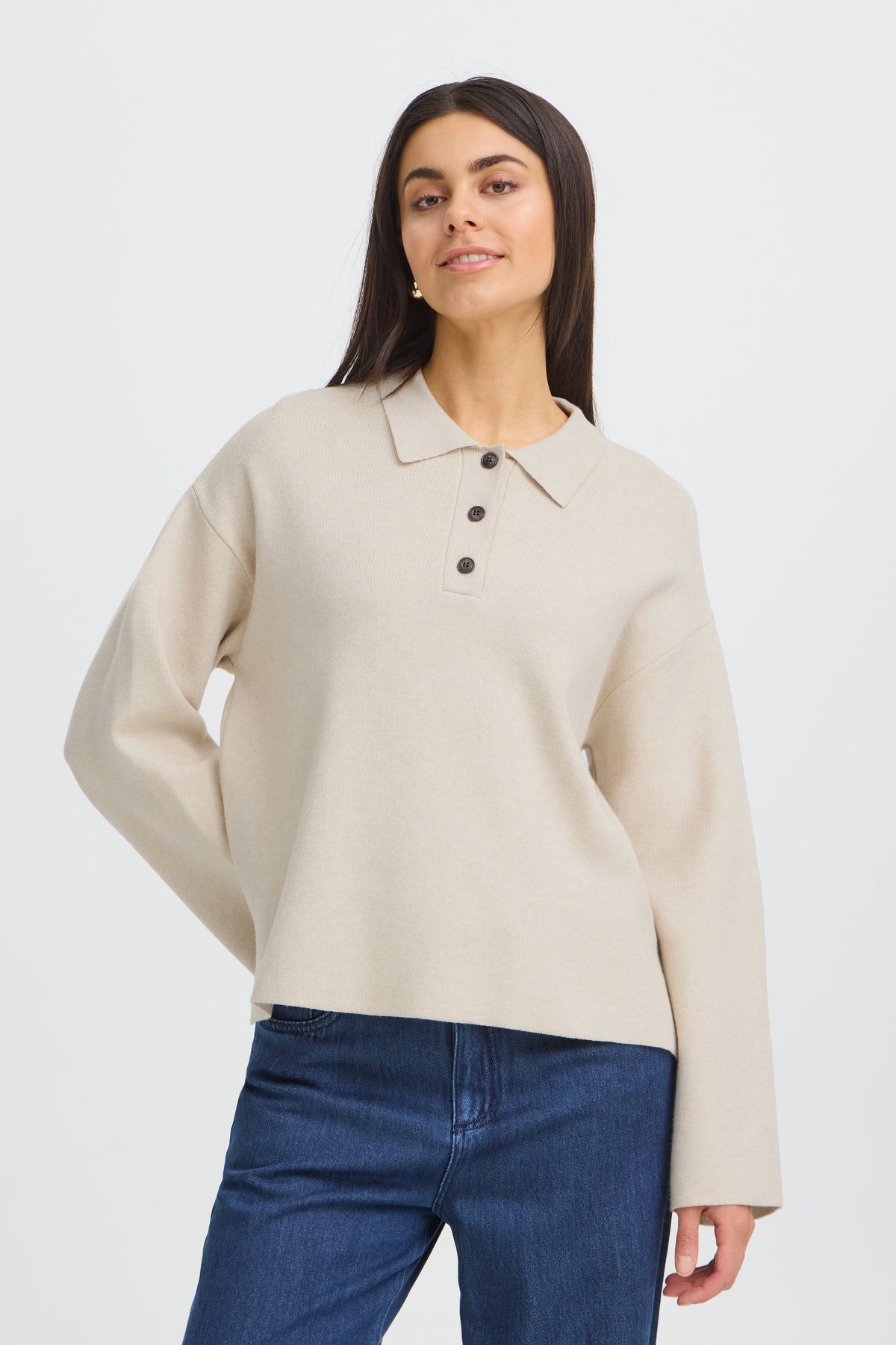 Fransa Violeta Pullover - oatmeal