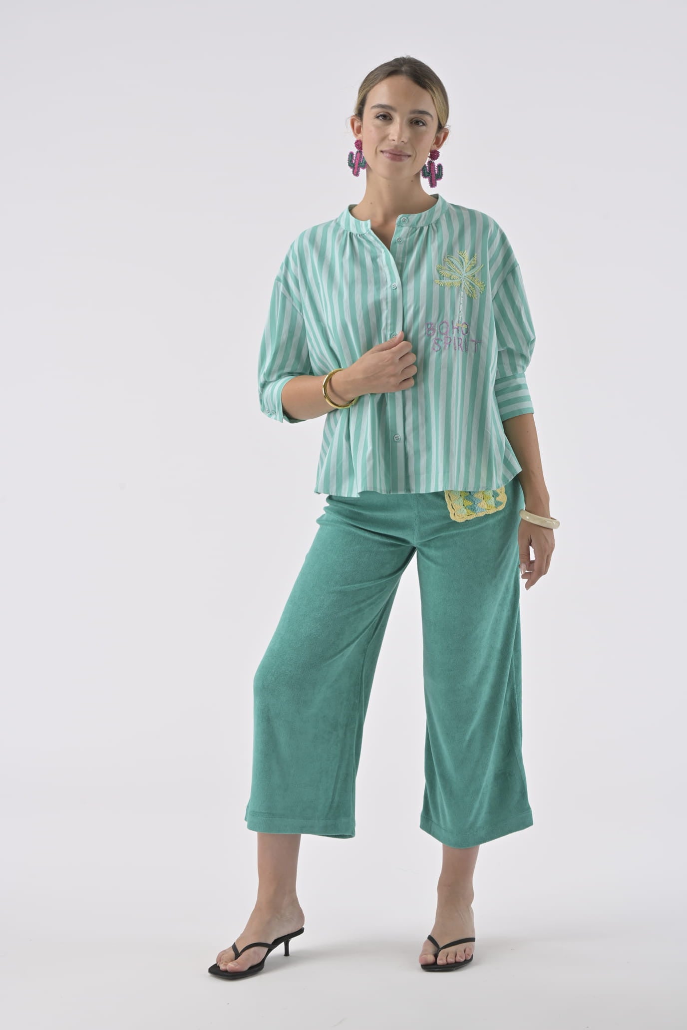 Orfeo Simone Shirt - Rayures Turqoises