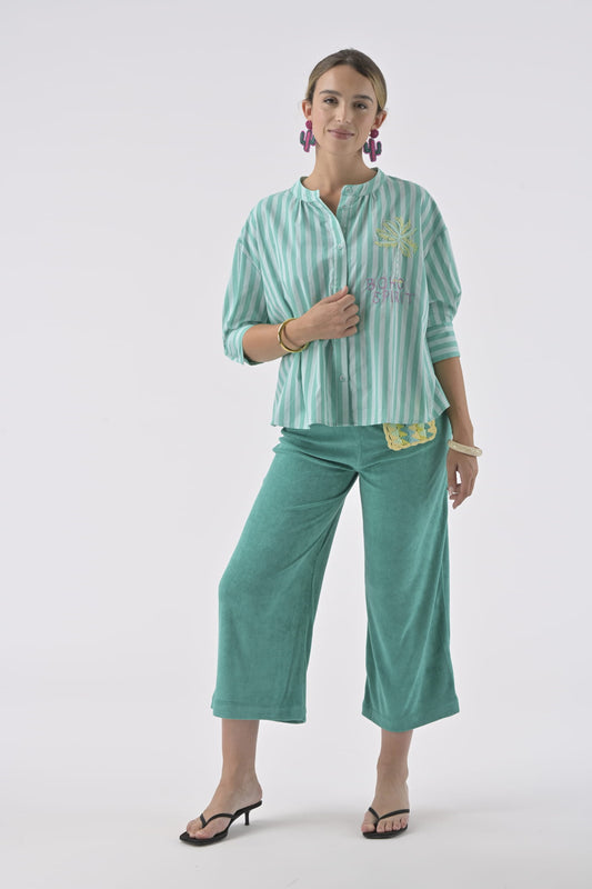 Orfeo Simone Shirt - Rayures Turqoises