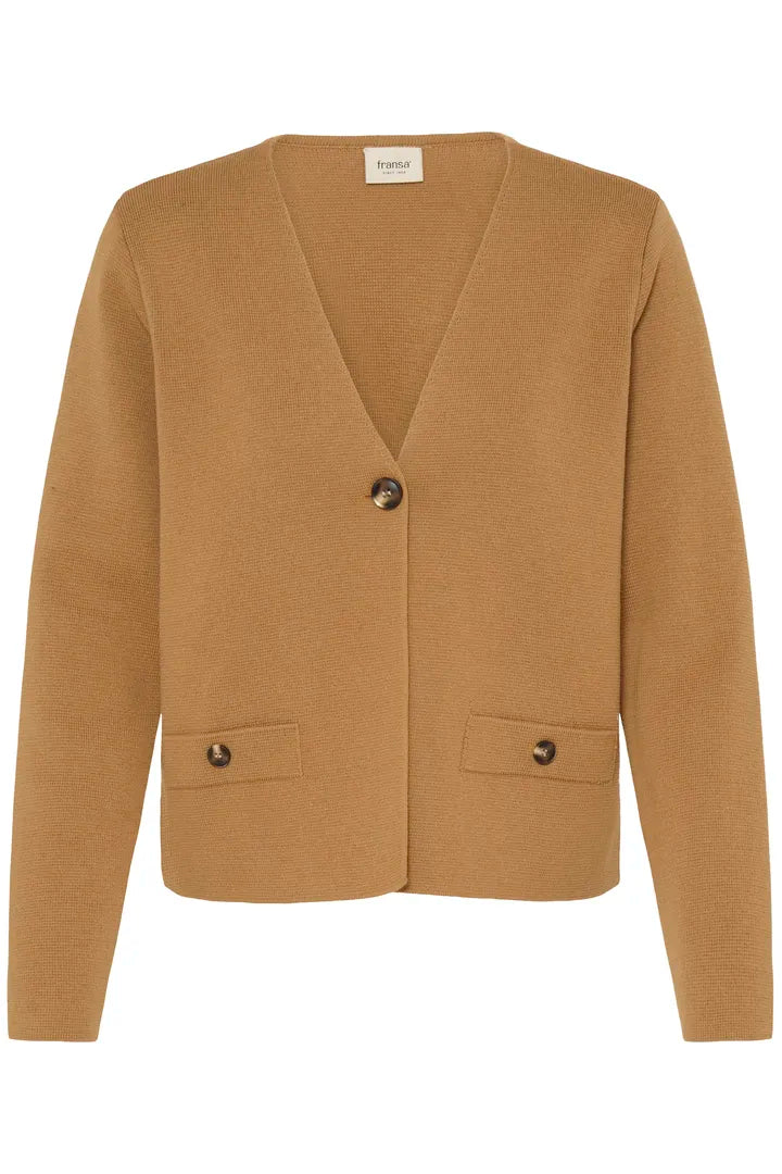 Fransa Ita Cardigan - Tobacco Brown