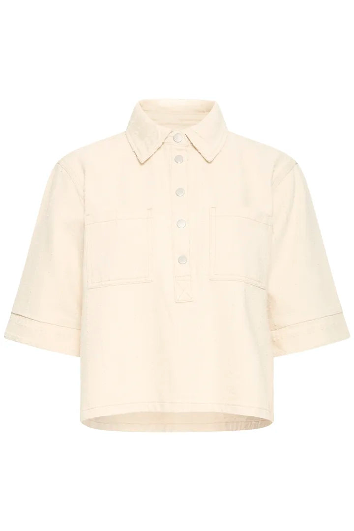 ICHI Hezallo Denim Blouse - Birch