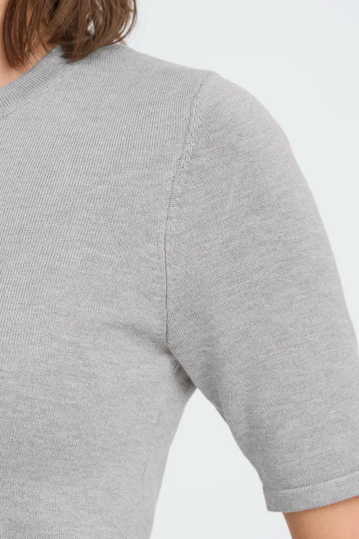 ICHI Luls Short Sleeve Top - Grey