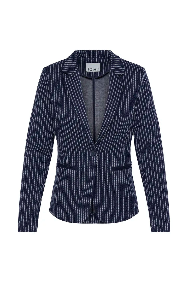 ICHI Manse Stripe Blazer - Maritime Blue