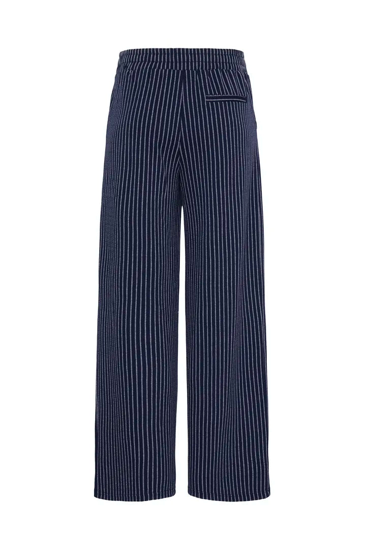 ICHI Manse Stripe Trousers - Maritime Blue