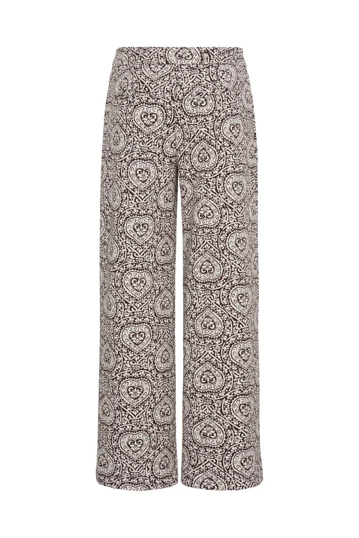 ICHI Kate Print Trousers - Brown Birch