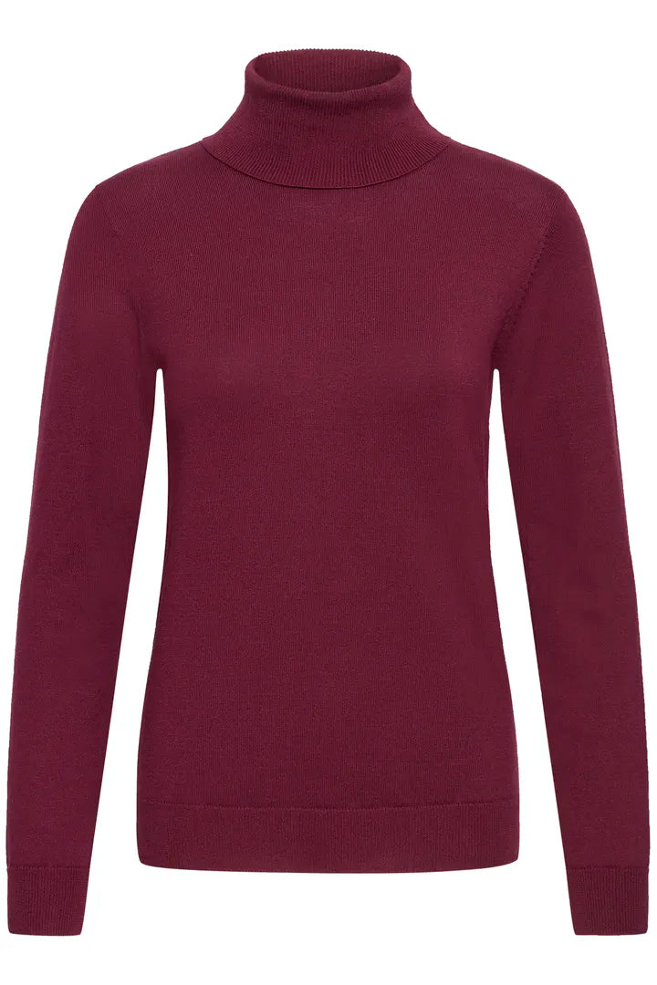 ICHI Luls Roll Neck Jumper - Rhododendron