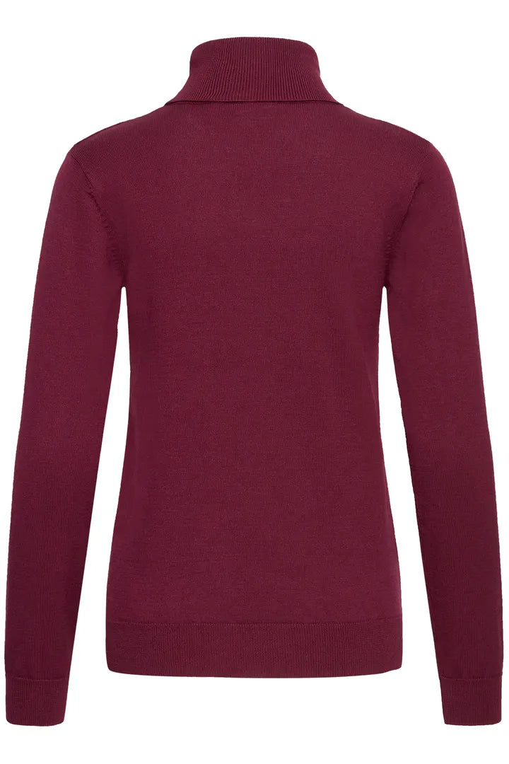 ICHI Luls Roll Neck Jumper - Rhododendron