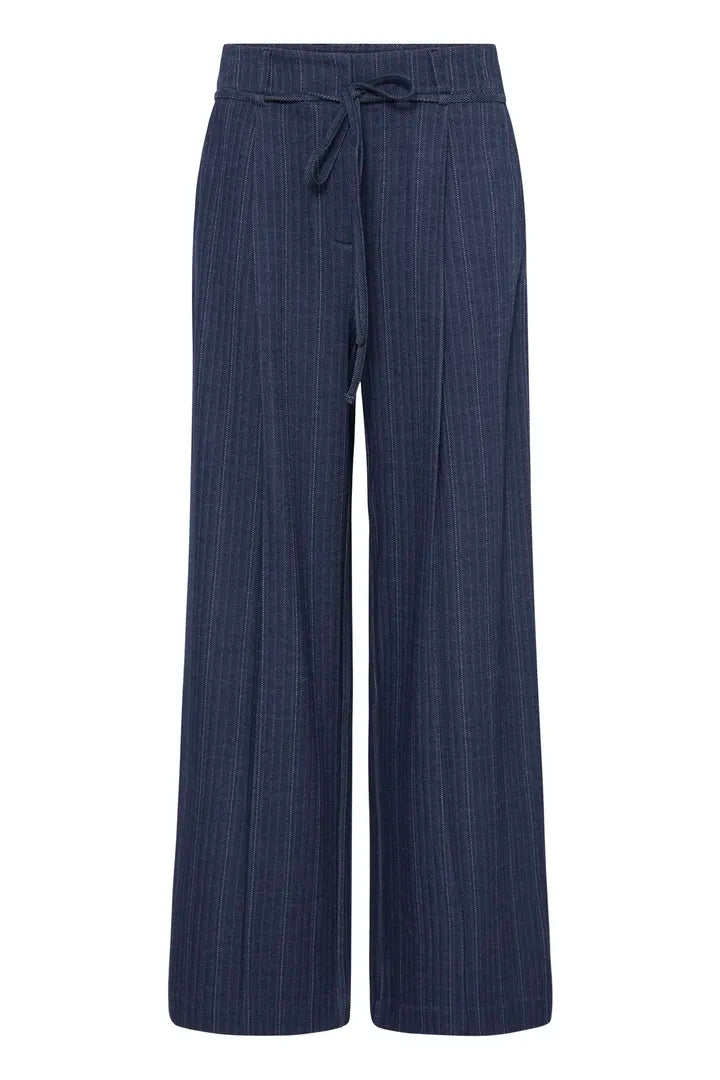 ICHI Kate Pinelle Wide Leg Trousers - Blue