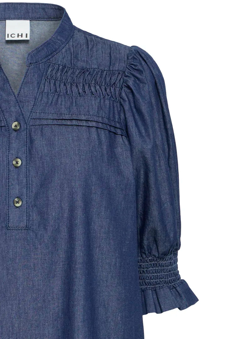 ICHI Ancey Dress - Denim Blue