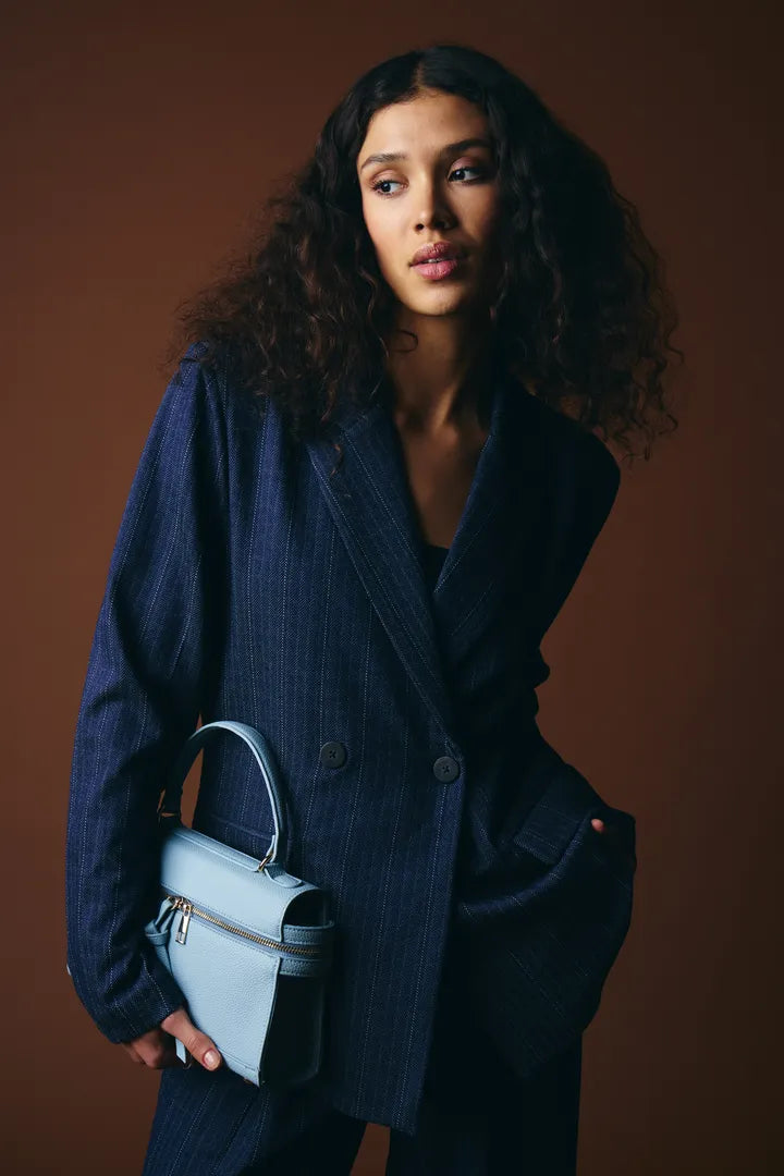 ICHI Kate Pinelle Stripe Blazer - Blue