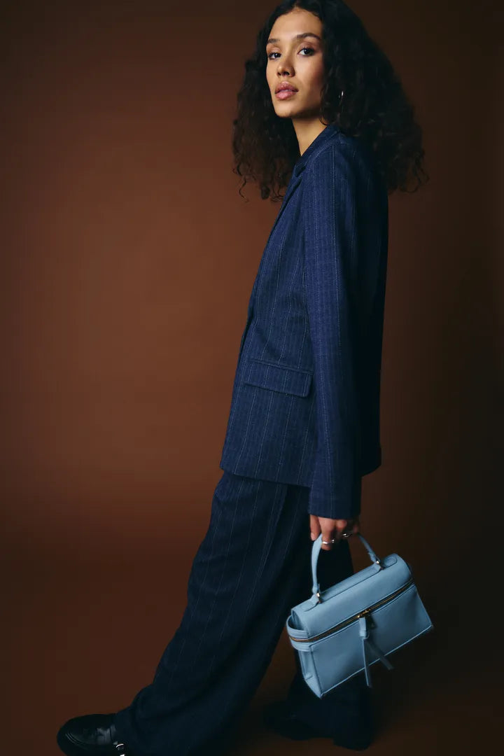 ICHI Kate Pinelle Stripe Blazer - Blue