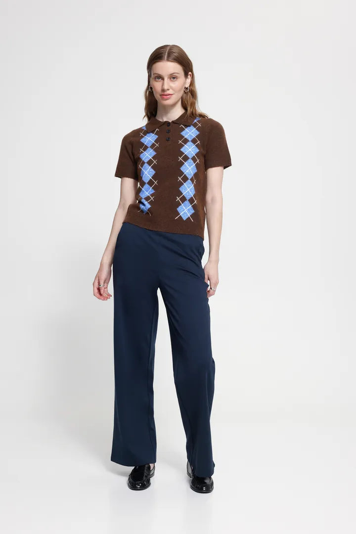 ICHI Dasila Short Sleeve Top - Brown