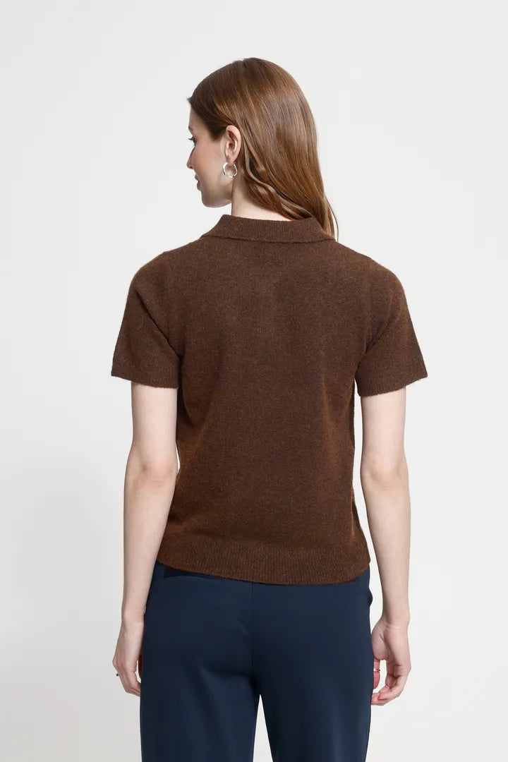 ICHI Dasila Short Sleeve Top - Brown
