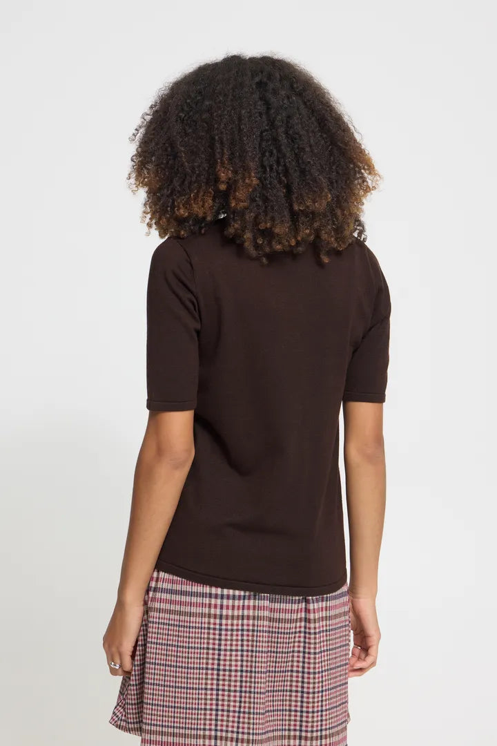 ICHI Luls Short Sleeve Top - Chocolate