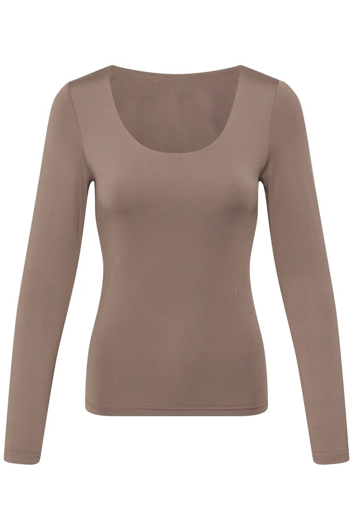 ICHI Gro Long Sleeve Blouse - Toasted Coconut